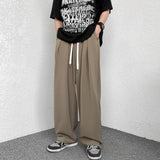 Bonsir Korean-style Baggy Casual Wide-leg Pants Male Summer Ice Silk Thin Fashion Loose Drawstring Harem Pants Streetwear Trousers