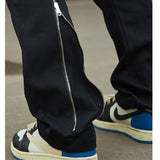 Bonsir New Arrivals Ankle Zipper Solid Hip Hop Men Cargo Jeans Trousers Side Pocket Black Cotton Straight Denim Pants Ropa Hombre