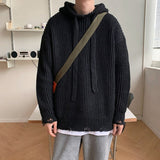 Bonsir Winter Hooded Sweater Men Warm Fashion Casual Knit Pullover Men Korean Loose Hole Long Sleeve Sweater Mens Jumper Clothes M-2XL