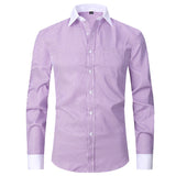 Bonsir Large 6XL Spring/Summer New French Shirt Men's Cotton Comfortable Iron Free Business Dress Long Sleeve Solid Stripe