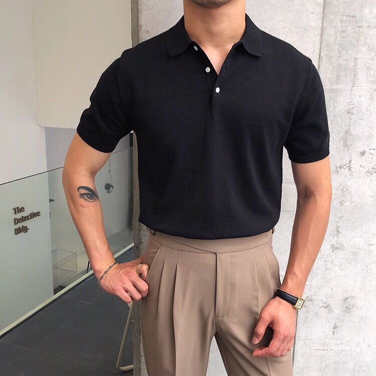 Bonsir Summer Knitted Polo Shirt Solid Color Business Casual POLO Men Short Sleeve Shirt High Quality Golf Shirts Mens Clothes