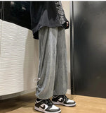 Bonsir Men's Casual Lace Up Corduroy Pants Big Pocket Traight Leggings Fashion Ladies Cargo Pants Loose Plus Size High Quality Clothing