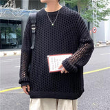 Bonsir Men's And Women's Hollow Fishnet Clothes Thick Thread Pullover Knitted Sweater Men's And Women's Tops