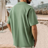 Bonsir Cotton Linen Shirt Men's Clothes Spring Summer Short Sleeve Buttoned Turn-down Collar Casual Shirts Men Streetwear Leisure Tops
