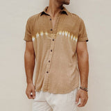 Bonsir Men Short Sleeve Tie Dye Printed Casual Shirt
