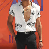 Bonsir Social Shirt Luxury Men's Shirt Casual Fashion Print Short Sleeve T-shirt Summer Loose Tops Tees Lapel Shirts For Men Clothing