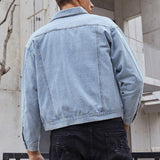 Bonsir New  Cotton Denim Jacket Men Casual Solid Color Lapel Single Breasted Jeans Jacket Men Autumn Slim Fit Quality Mens Jackets