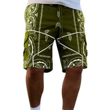 Bonsir Hip Hop Mens Cargo Shorts Fashion Graphic Print Zip-up Patch Pockets Straight Short Pant Streetwear Men Clothing Vintage Shorts