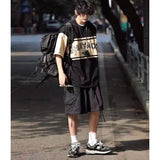 Bonsir Summer Men's Japanese Retro Original T-shirts Loose Round Neck Short Sleeve Tshirt Cotton Clothes Top Blackt Shirts S-2XL