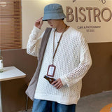 Bonsir Men's And Women's Hollow Fishnet Clothes Thick Thread Pullover Knitted Sweater Men's And Women's Tops