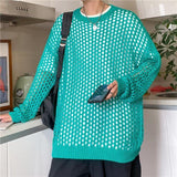 Bonsir Men's And Women's Hollow Fishnet Clothes Thick Thread Pullover Knitted Sweater Men's And Women's Tops