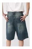 Bonsir Summer Denim Shorts Men's Loose Korean Style Retro Short Jeans Fashion Washed Casual Knee Length Pant New Streetwear