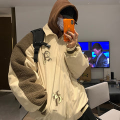 Bonsir Men's Corduroy Lambs Wool Cotton Padded Clothes Winter Thicken Male Fashion Brand Jackets Harajuku Unisex Parkas