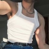 Bonsir Summer Mens Sexy Tight Tank T-shirt Fashion Shoulder Strap Splicing Waistcoat Sports Fitness T Shirt Vest For Men Clothing