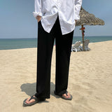Bonsir New Men's Straight Casual Pants Summer Korean Loose Solid Color Wide Leg Trousers Pocket Fashion Tide 2023 Spring