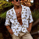 Bonsir Social Shirt Luxury Men's Shirt Casual Fashion Print Short Sleeve T-shirt Summer Loose Tops Tees Lapel Shirts For Men Clothing
