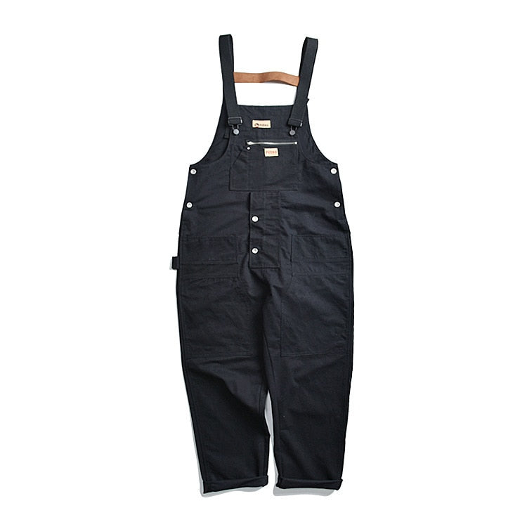 Bonsir Male Japan Harajuku Streetwear Hip Hop Jumpsuit Bib Trousers Overalls Men Women Couple Loose Casual Wide Leg Cargo Pants