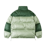 Bonsir Winter  Stand Collar Parkas Men's Winter  Personalized Color Contrast Print Letter Covercoat Loose Padded Warm Jacket