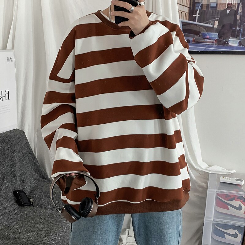 Bonsir Autumn Spring Men Classic Striped Hoodies Mens Hip Hop Streetwear Sweatshirt Male Casual Trend Cotton Pullover