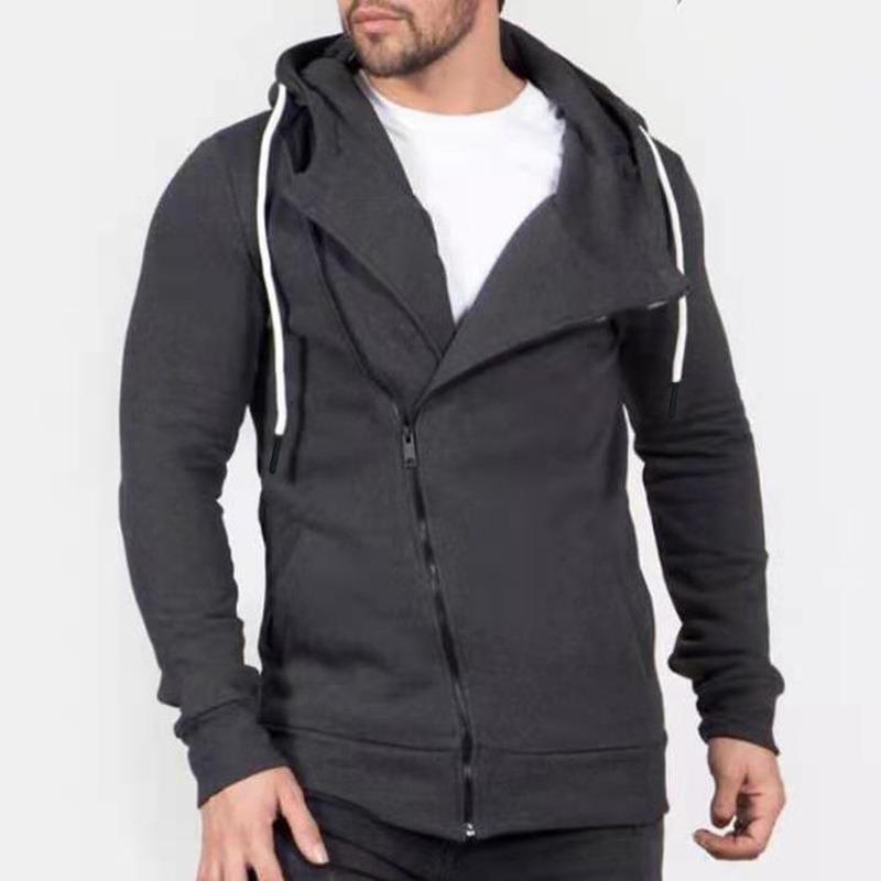 Bonsir Fashion Irregular Zip-up Solid Hooded Jackets For Men Autumn Winter Casual Long Sleeve Hoodies Cardigans Mens Trendy Streetwear