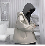Bonsir Winter Jacket Men Warm Fashion Casual Thicke Hooded Jackets Men Streetwear Loose Short Coat Mens Fake Two Pieces Coat M-2XL