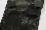 Bonsir Harajuku Zipper and Pockets Straight Wide Leg Camouflage Cargo Pants For Male Spliced Elastic Waist Baggy Casual Denim Trousers
