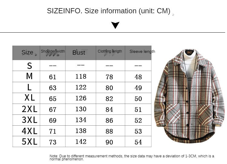 Bonsir Plaid large jacket men's coat spring autumn new fashion Plaid loose top trend large winter military jackets fall Genuine