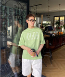 Bonsir Summer Men's Korean Style Casual Printed T-shirts Short Sleeve Round Neck T Shirts Green/white Color Top Clothes Tshirts