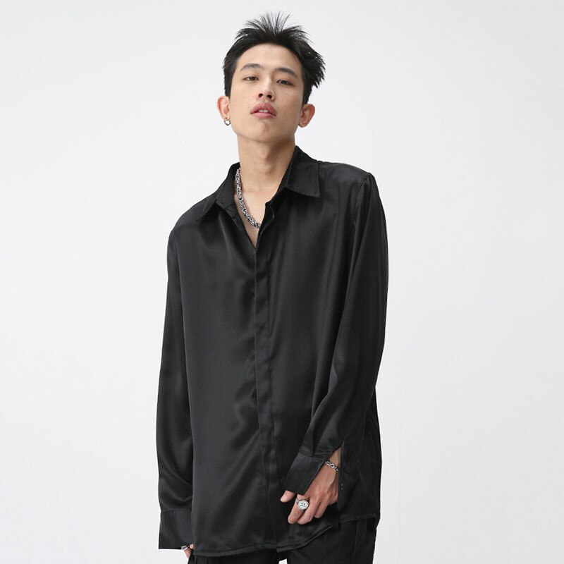 Bonsir Male Shirt Long Sleeve Men's Casual Korean Fashion Coat Turn-down Collar Single Breasted Spring Trendy New Tops