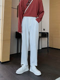 Bonsir Autumn Grey Casual Pants for Men Slim Fit Feet Korean Fashion Sagging Loose Pants for Men with Elastic Waist