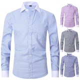 Bonsir Large 6XL Spring/Summer New French Shirt Men's Cotton Comfortable Iron Free Business Dress Long Sleeve Solid Stripe