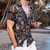 Bonsir Social Shirt Luxury Men's Shirt Casual Fashion Print Short Sleeve T-shirt Summer Loose Tops Tees Lapel Shirts For Men Clothing