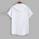 Bonsir Men's Fashion Loose Tee Shirt Casual Short Sleeve V Neck Blouse Tops Summer Solid White Hoodie Baggy T Shirts Chemise Homme