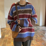 Bonsir Winter Stripe Sweater Men Warm Fashion Casual Knit Pullover Men Korean Loose Oversize Long Sleeve Sweater Mens Jumper Clothes