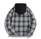 Bonsir Men's Autumn Winter Plaid Shirt Outwear Hood Mens Cashmere Thicken Shirt zipper Hoodies Jacket Men