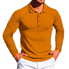 Bonsir Autumn Fashion Knit Long Sleeves Men Polo Shirt Casual Long Sleeve Pullovers Man Solid Sweaters Breathable Tops Men Clothing