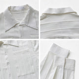 Bonsir Jacquard Long Sleeve Shirt  Spring and Summer Mature Korean Clothes Solid Color Vintage Shirt Men High Quality Luxury Top