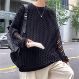 Bonsir Men's And Women's Hollow Fishnet Clothes Thick Thread Pullover Knitted Sweater Men's And Women's Tops