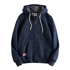 Bonsir New Men 's Zipper Sweatshirt Fashion Trendy Handsome Thickened Fleece Solid Coat Autumn Winter Sports Hoodie Top Coat Outwear