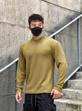 Bonsir Spring New Fitness Long-sleeved T-shirts Men O-Neck Solid Color Sweatshirt Casual Oversized Tops Running Sports Loose Clothes