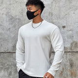 Bonsir Spring New Fitness Long-sleeved T-shirts Men O-Neck Solid Color Sweatshirt Casual Oversized Tops Running Sports Loose Clothes