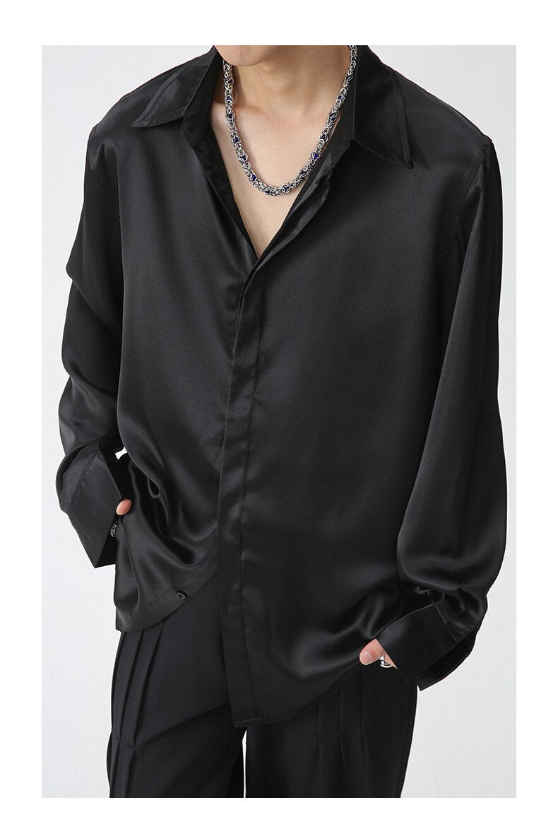 Bonsir Male Shirt Long Sleeve Men's Casual Korean Fashion Coat Turn-down Collar Single Breasted Spring Trendy New Tops