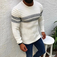 Bonsir Fall Vintage Patchwork Knitted Pullovers Men Clothing Winter Long Sleeve Striped Jumper Top Fashion Streetwear O-neck Sweaters