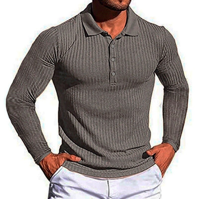 Bonsir Autumn Fashion Knit Long Sleeves Men Polo Shirt Casual Long Sleeve Pullovers Man Solid Sweaters Breathable Tops Men Clothing