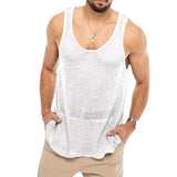 Bonsir Summer Men's Latest Casual Tank Tops Mens Streetwear Knitted Vest Men's Sleeveless Hollow Out Tshirt EU Size