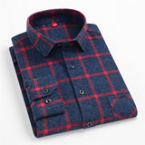 Bonsir Mens Designer Clothes Plaid Flannel Casual Shirt Long Sleeve 100Cotton High-quality Brand Fahison Spring Autumn Regular Blouses