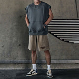 Bonsir American Fitness Vest Men's Summer Sweat-absorbing Wide-shoulder T-shirt Solid Loose Sports Top Training Suit Pocket Camiseta