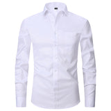Bonsir Large 6XL Spring/Summer New French Shirt Men's Cotton Comfortable Iron Free Business Dress Long Sleeve Solid Stripe