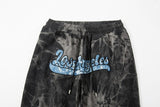 Bonsir Tie Dye Washed Letter Embroidery Drawstring Jeans Pants Men's Retro Streetwear Joggers Sweatpants Oversize Casual Denim Trousers