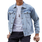 Bonsir New  Cotton Denim Jacket Men Casual Solid Color Lapel Single Breasted Jeans Jacket Men Autumn Slim Fit Quality Mens Jackets
